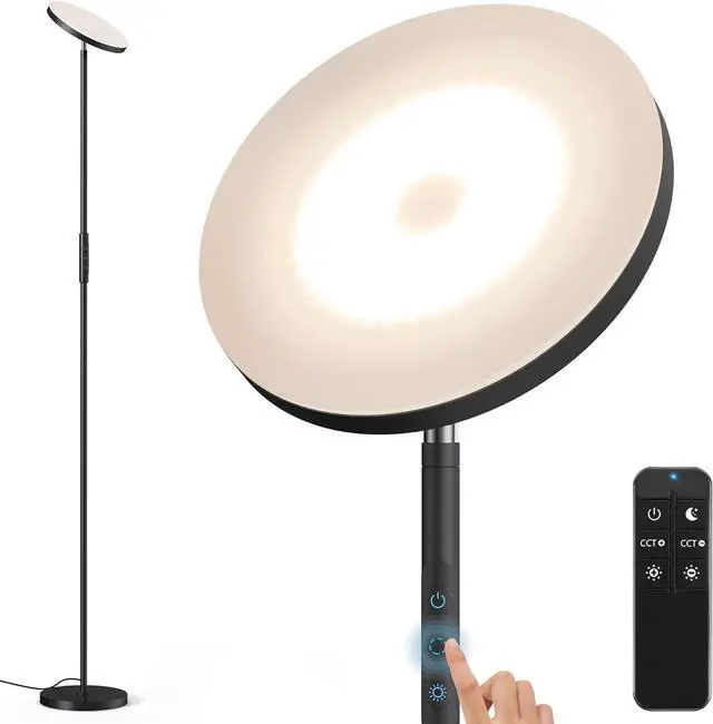 Main image of Bright Floor Lamp, 36W 3500LM Standing LED Lamp with Remote, Dimmable Torchiere Tall Lights 2700K Warm White to 6500K Cool White, Night Mode/Memory Function, for Living Room, Bedroom, Office (Black)