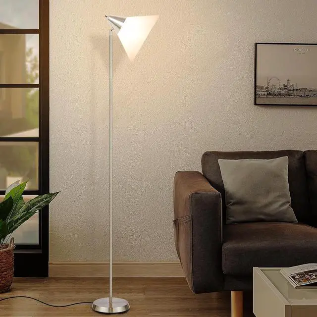 Alt view image 7 of 7 - HonoDing Floor Lamp Standing Lamp Adjustable Head Arcylic Shade Floor Lamps for Living Room/Office/Bedroom (Satin Nickel)