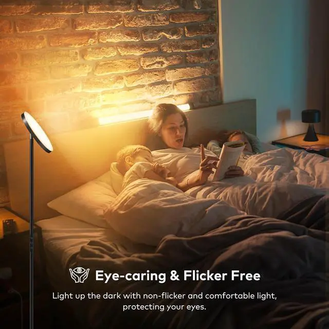 Alt view image 7 of 7 - Bright Floor Lamp, 36W 3500LM Standing LED Lamp with Remote, Dimmable Torchiere Tall Lights 2700K Warm White to 6500K Cool White, Night Mode/Memory Function, for Living Room, Bedroom, Office (Black)