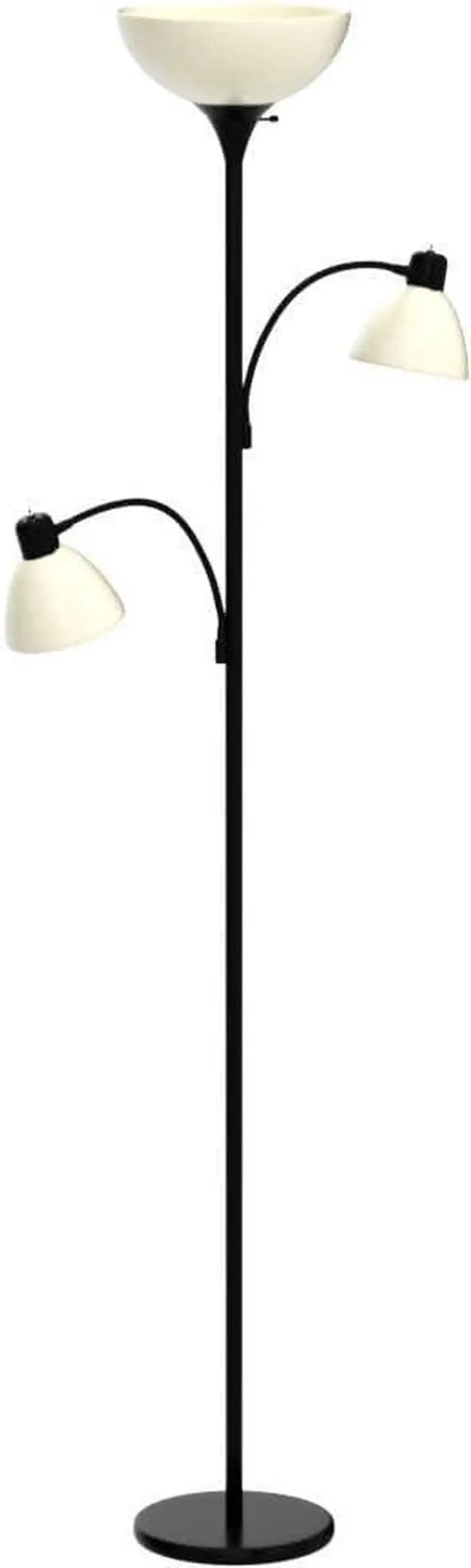 Alt view image 4 of 7 - Brightech Sky Dome Double LED Floor lamp, Torchiere Super Bright Floor Lamp with 2 Reading Lamps for Living Rooms & Offices - Dimmable Tall Standing Lamp for Bedroom Reading - Tall Black Pole