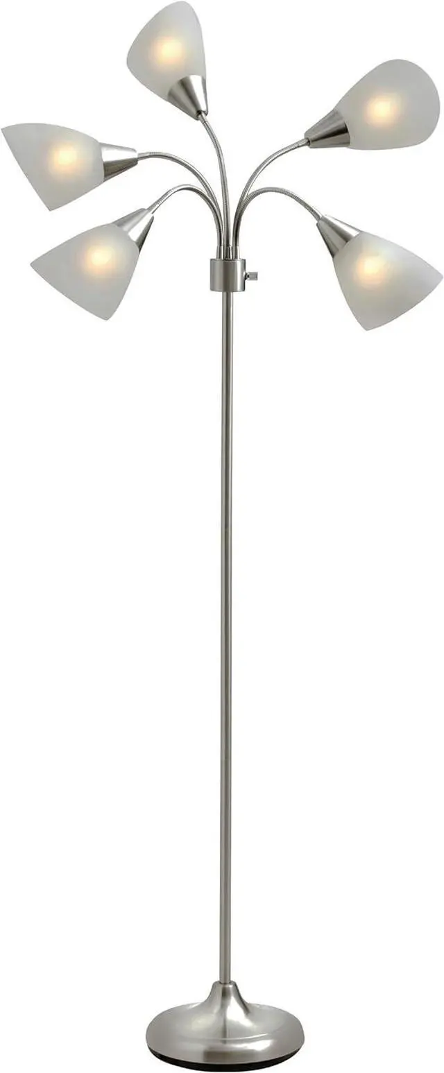 Main image of Adesso Floor Lamp with 5 Movable Shades & Adjustable Brightness  Perfect Lighting for Bedroom Decor, Beauty & Art Studio, Silver
