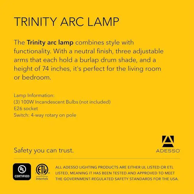 Alt view image 7 of 7 - Adesso Arc Floor Lamp with 3 Movable Shades & Dimmable Brightness - Perfect Lighting for Bedroom, Living Room and Corner Decor, Antique Bronze