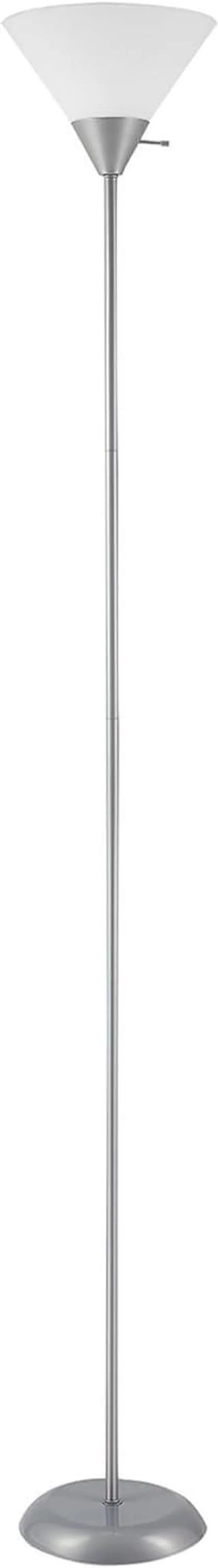 Main image of GLOBE Electric 677150 Elliott 72" Floor Lamp, Silver, White Plastic Shade, On/Off Rotary Switch on Shade, Standing, Living Room Decor, Bedroom, Tall, Corner Light