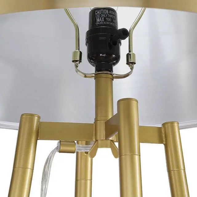 Alt view image 6 of 6 - Floor Lamp, Standing Reading Light with Shelves and Gold Shade, Modern Tall Pole Lamp, Accent Furniture Décor Lighting for Living Room, Bedrooms