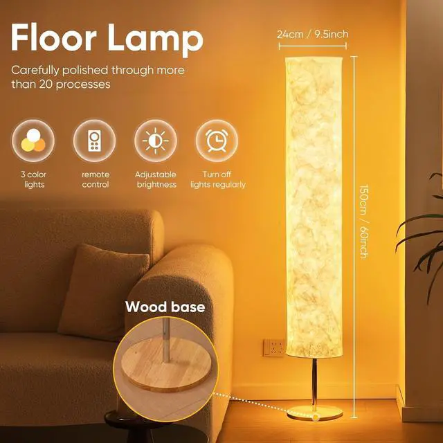 Alt view image 5 of 7 - Soft Light Floor Lamp,58" Simple Design Morden Slim RGB 16 Color Changing LED Tyvek Fabric Shade Dimmable Remote Control Standing Lamp for Living Room Bedroom Game Room (60inch-RGB Remote)
