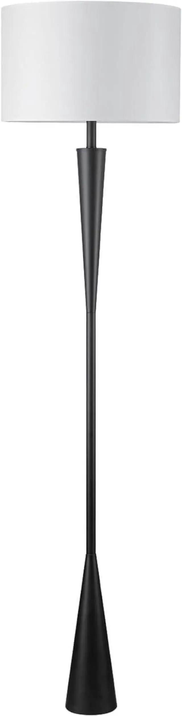 Main image of Globe Electric 67224 70" Floor Lamp, Matte Black Finish, White Fabric Shade, Modern Tapered Frame, E26 Base, Contemporary Living Room and Bedroom Lighting