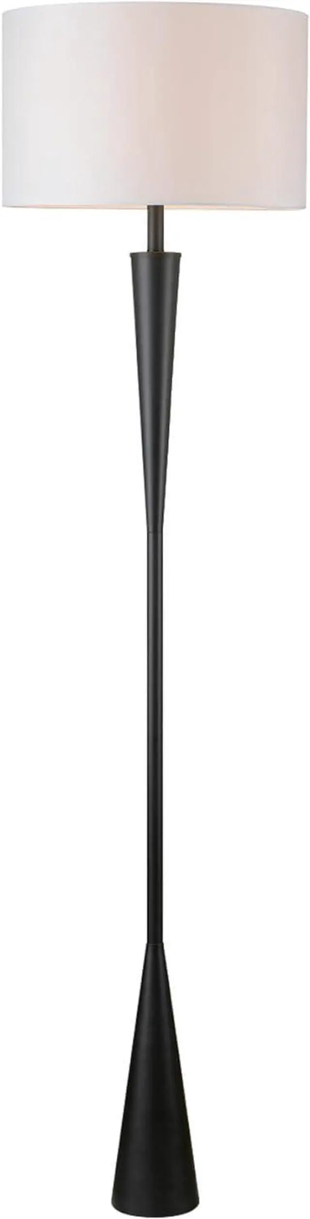 Alt view image 5 of 7 - Globe Electric 67224 70" Floor Lamp, Matte Black Finish, White Fabric Shade, Modern Tapered Frame, E26 Base, Contemporary Living Room and Bedroom Lighting