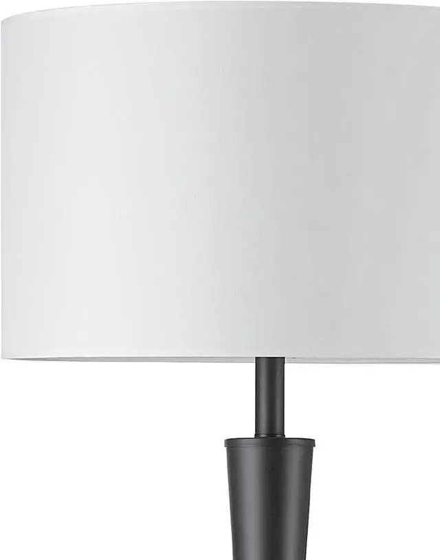 Alt view image 6 of 7 - Globe Electric 67224 70" Floor Lamp, Matte Black Finish, White Fabric Shade, Modern Tapered Frame, E26 Base, Contemporary Living Room and Bedroom Lighting