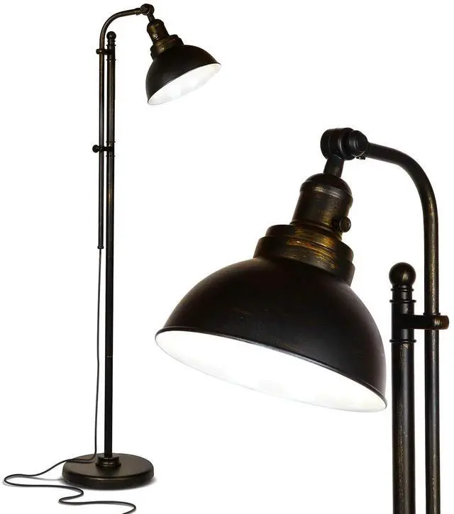 Main image of Brightech Dylan 65.5 in. Distressed Bronze Farmhouse 1-Light Height Adjustable LED Floor Lamp with Bronze Metal Bowl Shade FL-DLN-BNZ