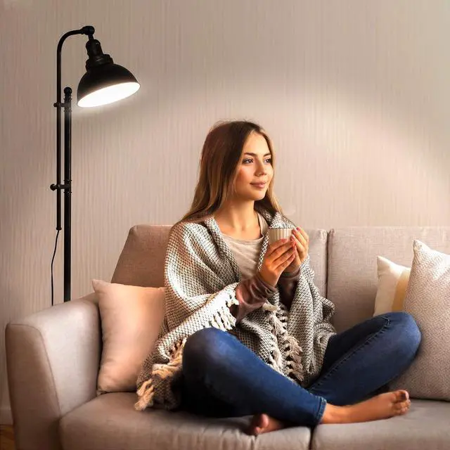 Alt view image 6 of 7 - Brightech Dylan 65.5 in. Distressed Bronze Farmhouse 1-Light Height Adjustable LED Floor Lamp with Bronze Metal Bowl Shade FL-DLN-BNZ