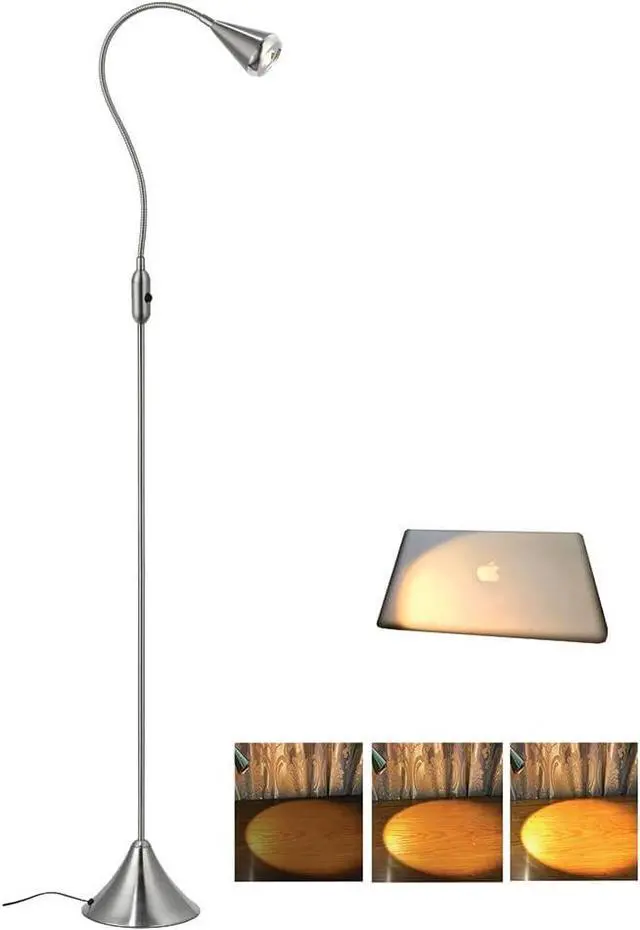 Alt view image 5 of 5 - HomeFocus - LED Floor Lamp,Standing Lamp for Reading,Eye-Caring,Stepless Dimming,Floor Lamp for Living Room,Bedroom,LED 5W,Energy Efficient Super Bright (Satin Nickel)