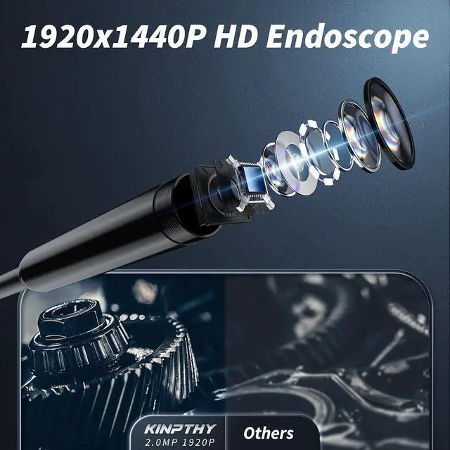 Alt view image 7 of 7 - Endoscope Camera with Light,1920P HD Borescope Tools with 8 Adjustable LED Lights, Endoscope with Semi-Rigid Snake Camera, Inspection Borescope for iOS and Android-16.4ft Single Lens