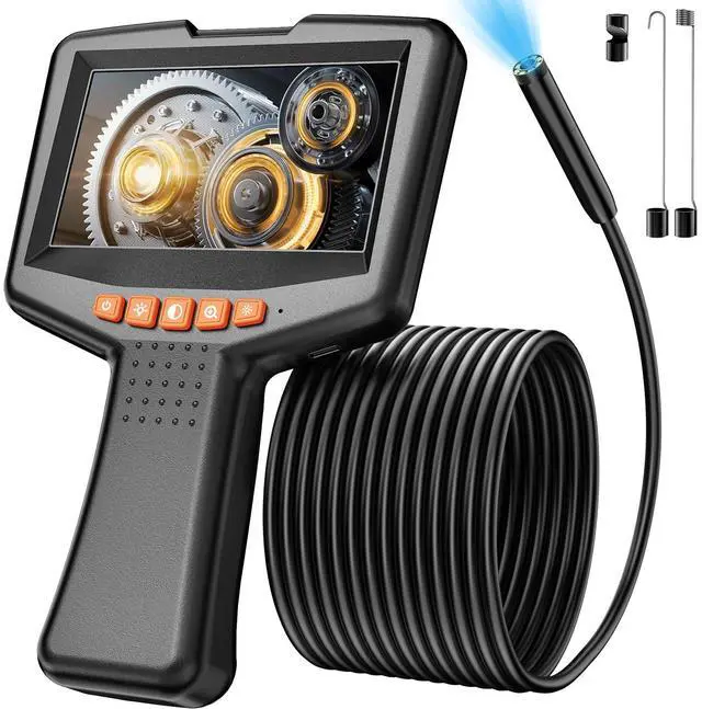 Main image of Endoscope Camera with Light: 4.3" Inspection Borescope Camera for Sewer - 16.4ft Waterproof Industrial Endoscope - Flexible Snake Bore Scope for Plumbing Automotive