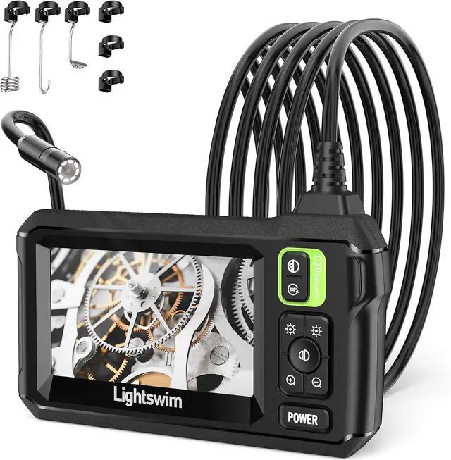 Main image of Industrial HD Digital Borescope, Lightswim 1080P 4.3" IPS Endoscope Inspection Camera with Handheld IP67 Waterproof Snake Sewer with 8 LED Lights 16.5ft Semi-Rigid Cable