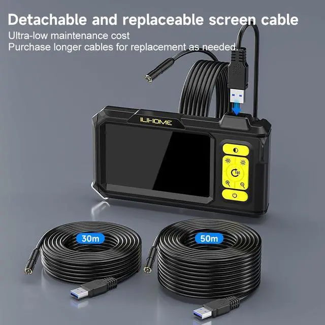 Alt view image 4 of 7 - Borescope Camera with Light, 1080P HD Endoscope with 8 Adjustable LEDs, 4.3" Inspection Camera with 16.4ft Semi-Rigid Cable, 8mm IP67 Waterproof Lens-Father's Day Gift&Cool Gadgets for Men