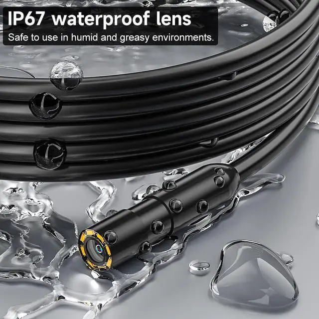 Alt view image 7 of 7 - Borescope Camera with Light, 1080P HD Endoscope with 8 Adjustable LEDs, 4.3" Inspection Camera with 16.4ft Semi-Rigid Cable, 8mm IP67 Waterproof Lens-Father's Day Gift&Cool Gadgets for Men