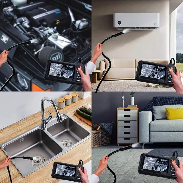 Alt view image 7 of 7 - Endoscope Camera with Light, Borescope Camera with 4.3" IPS Screen, 1080P HD with 8 LED Lights, 16.4FT Semi-Rigid Cord, IP67 Waterproof Endoscope for Sewer, Cool Gadgets&Tools for Men