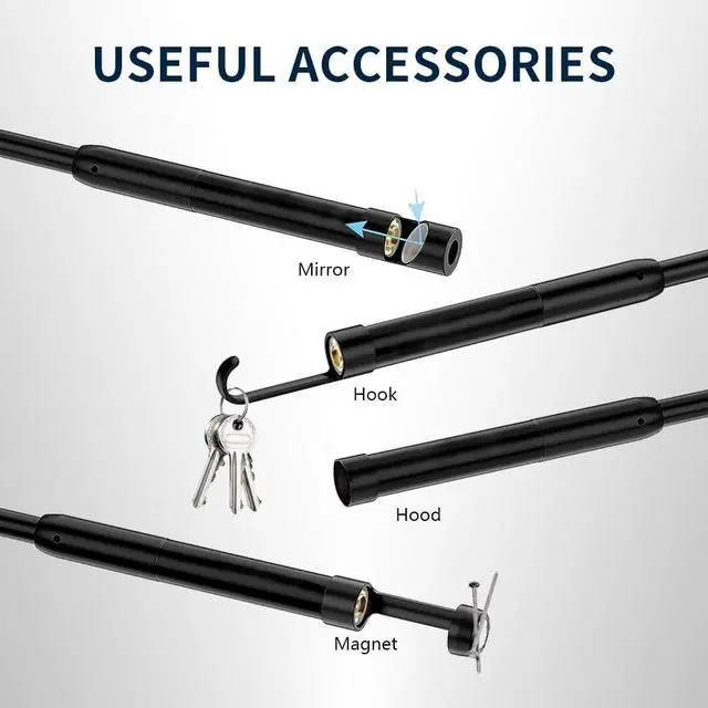 Alt view image 5 of 6 - 16.4ft Endoscope Camera with Light for iPhone and Android, 1920P HD IP67 Waterproof Borescope with 8 Adjustable LED Lights, Semi-Rigid Snake Camera, 7.9mm Black