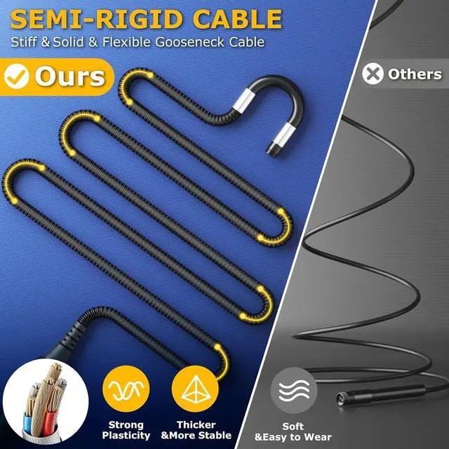 Alt view image 6 of 7 - Two-Way Articulating Borescope with Light, UJOYOK Industrial Endoscope with Snake Scope Camera, Borescope Inspection Camera with Light for Automotive & Aircraft Mechanics, 5.5FT