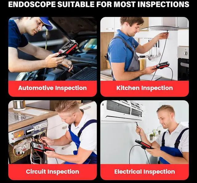 Alt view image 7 of 7 - Borescope Endoscope Camera with Light: 5" Dual-Lens Inspection Camera for Sewer - 16.4ft Waterproof Industrial Endoscope - Flexible Snake Bore Scope for Plumbing Automotive