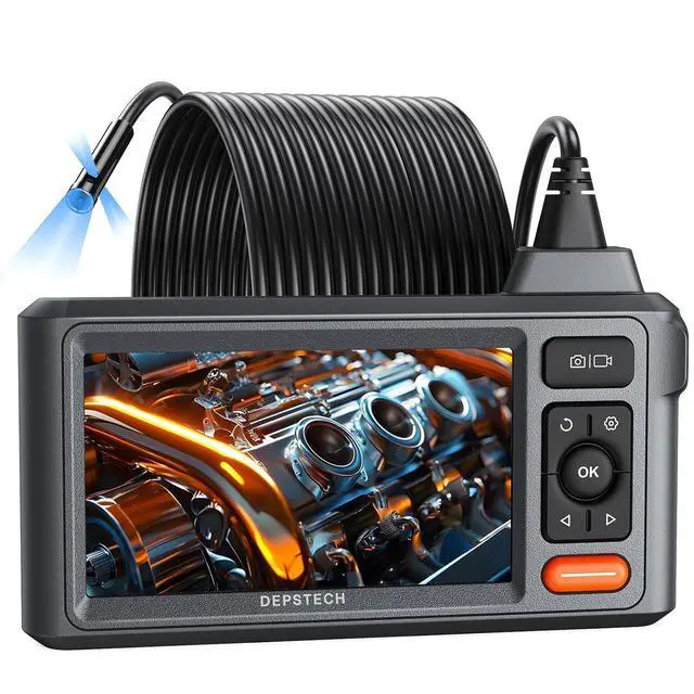 Main image of DEPSTECH 50ft Sewer Camera, 1080P HD Triple Lens Borescope, 5" IPS Screen Endoscope with Light, IP67 Waterproof Plumbing Drain Pipe Snake Inspection Camera with 32G Card, Carry Case