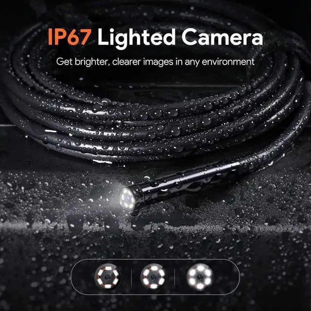 Alt view image 6 of 7 - DEPSTECH 50ft Sewer Camera, 1080P HD Triple Lens Borescope, 5" IPS Screen Endoscope with Light, IP67 Waterproof Plumbing Drain Pipe Snake Inspection Camera with 32G Card, Carry Case
