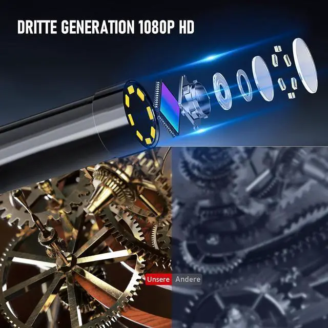 Alt view image 3 of 7 - Daxiongmao BorescopeEndoscope Camera with Light, 1080P HD Borescope Tools with 8 Adjustable LED Lights, Endoscope with 11.5ft Semi-Rigid Snake Camera, Gadgets for Men2.4
