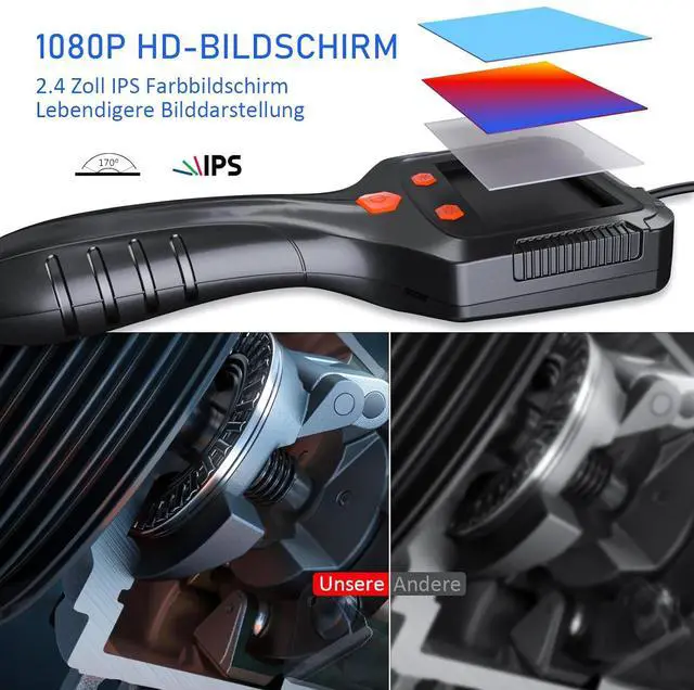 Alt view image 4 of 7 - Daxiongmao BorescopeEndoscope Camera with Light, 1080P HD Borescope Tools with 8 Adjustable LED Lights, Endoscope with 11.5ft Semi-Rigid Snake Camera, Gadgets for Men2.4