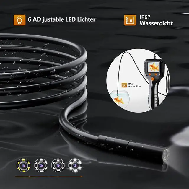 Alt view image 5 of 7 - Daxiongmao BorescopeEndoscope Camera with Light, 1080P HD Borescope Tools with 8 Adjustable LED Lights, Endoscope with 11.5ft Semi-Rigid Snake Camera, Gadgets for Men2.4