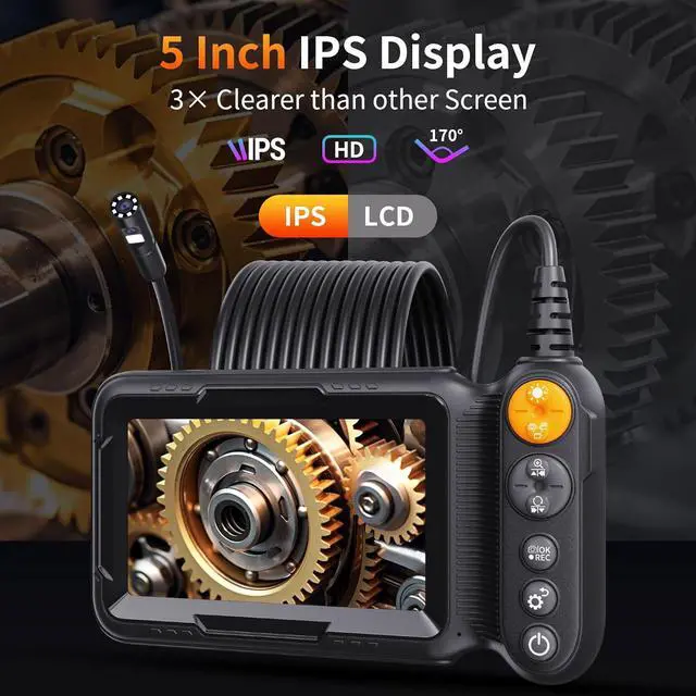 Alt view image 5 of 7 - Borecope with Light 5M, 5in Dual Lens Endoscope Camera with Light, Digital Inspection Camera, 7.9mm IP67 Waterproof Endoscope, 5M/16.4FT Semi-Rigid for Car Wall Plumbing-6PCS ACCS