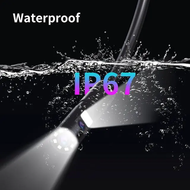 Alt view image 6 of 7 - Borecope with Light 5M, 5in Dual Lens Endoscope Camera with Light, Digital Inspection Camera, 7.9mm IP67 Waterproof Endoscope, 5M/16.4FT Semi-Rigid for Car Wall Plumbing-6PCS ACCS