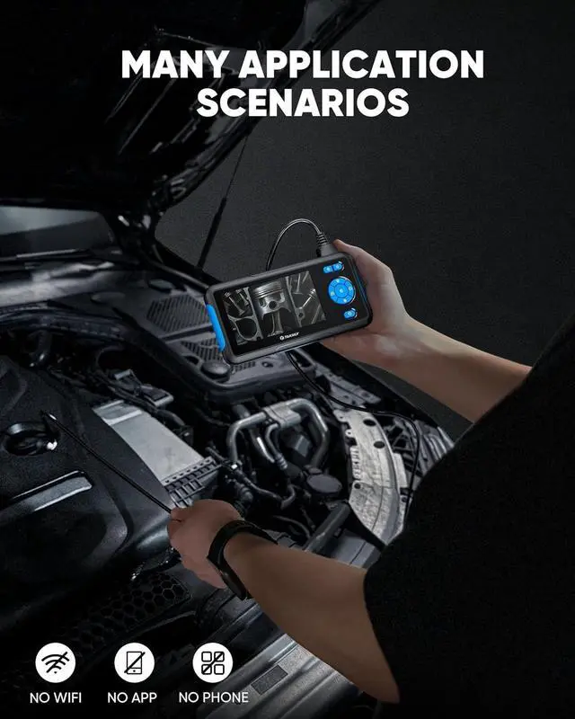 Alt view image 5 of 7 - Industrial Endoscope Borescope Inspection Camera with Light, Dual Lens Snake Drain Bore Scople Digital Cameras 1080P, 4.3 Inch LCD Screen, 16.5FT Semi-Rigid Cable