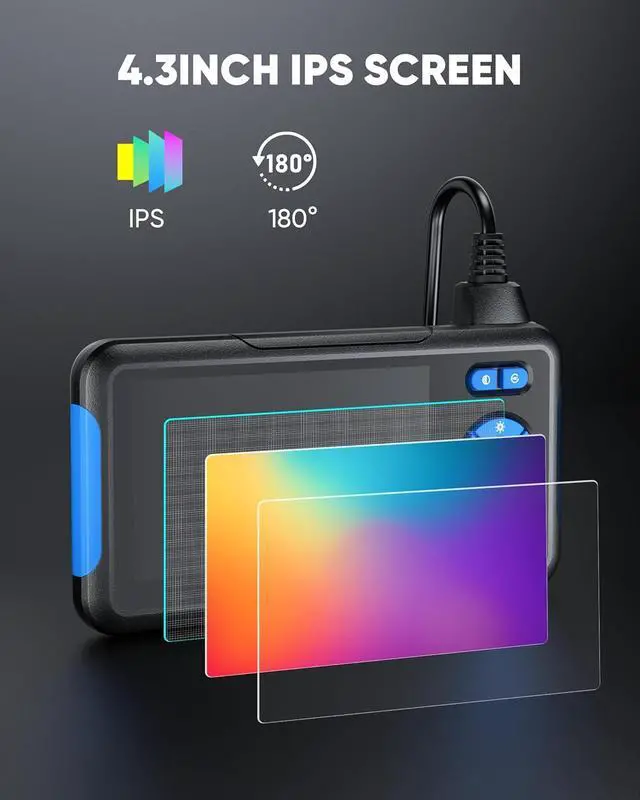 Alt view image 6 of 7 - Industrial Endoscope Borescope Inspection Camera with Light, Dual Lens Snake Drain Bore Scople Digital Cameras 1080P, 4.3 Inch LCD Screen, 16.5FT Semi-Rigid Cable