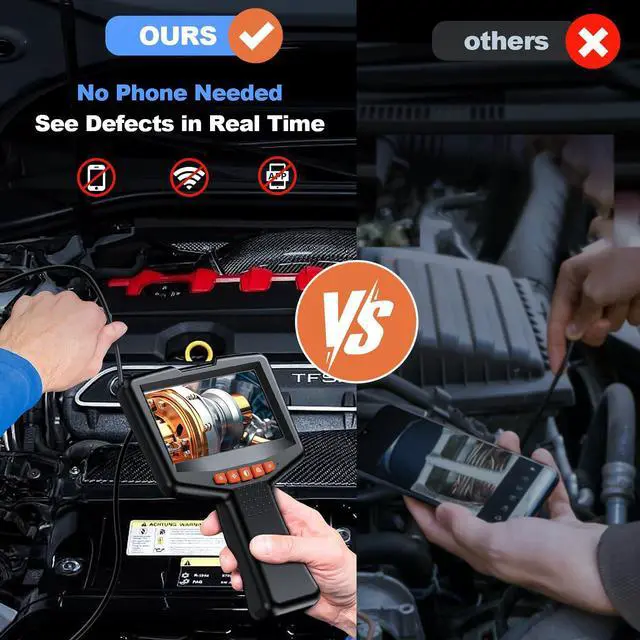 Alt view image 5 of 7 - Endoscope Camera with Light: 4.3" Inspection Borescope Camera for Sewer - 16.4ft Waterproof Industrial Endoscope - Flexible Snake Bore Scope for Plumbing Automotive