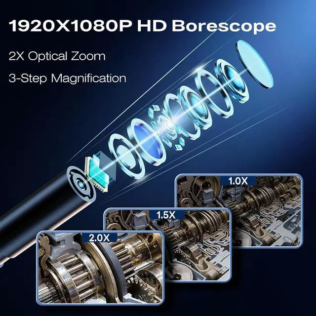 Alt view image 4 of 7 - Endoscope Borescope Camera with Light, 4.3" IPS 1920P HD Inspection Camera, 7.9mm IP67 Waterproof with 8 Adjustable LEDs, 16.4FT Semi-Rigid Snake Cable for Sewer, Automotive Engine, Pipe, HVAC