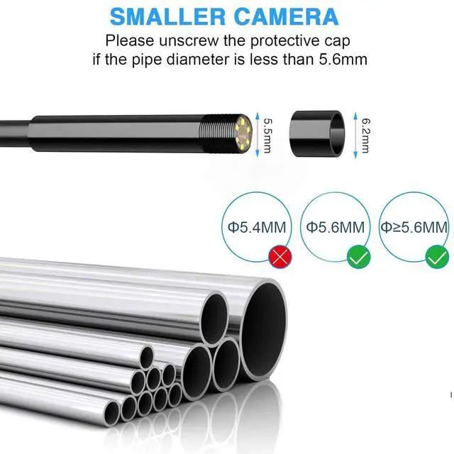 Alt view image 2 of 6 - NIDAGE Wireless Endoscope Camera with Light HD Waterproof WiFi Borescope Flexible 5.5MM Automotive Snake Inspection Camera Compatible Android and iOS Smartphones, iPhone, iPad, 4.92FT