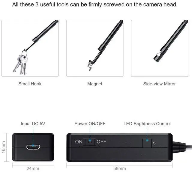 Alt view image 5 of 6 - NIDAGE Wireless Endoscope Camera with Light HD Waterproof WiFi Borescope Flexible 5.5MM Automotive Snake Inspection Camera Compatible Android and iOS Smartphones, iPhone, iPad, 4.92FT