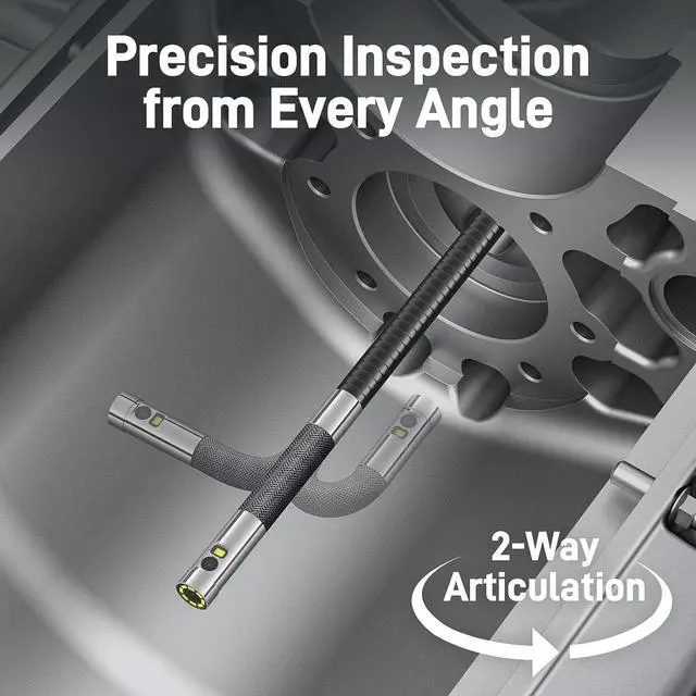 Alt view image 2 of 7 - Teslong Articulating Borescope with Dual Lens Endoscope Camera, Two-Way Articulated Industrial Inspection Camera with LED Light, Flexible Mechanic Fiber Optic Snake Scope Cam for Wall Automotive-5FT