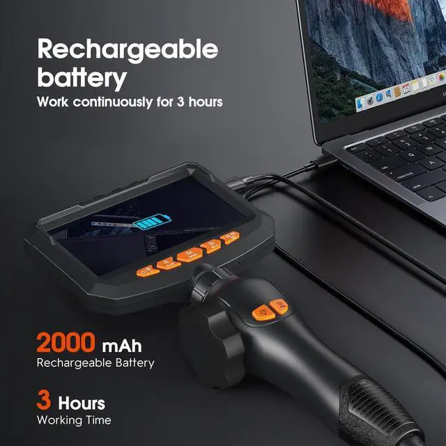 Alt view image 4 of 7 - Hijoy Articulating Borescope Camera with Light - Two-Way Endoscope with 8 Adjustable LED Lights | 5" LCD Screen | 1920P HD Inspection Cameras with 0.33in Articulated Snake Camera for Men | S30