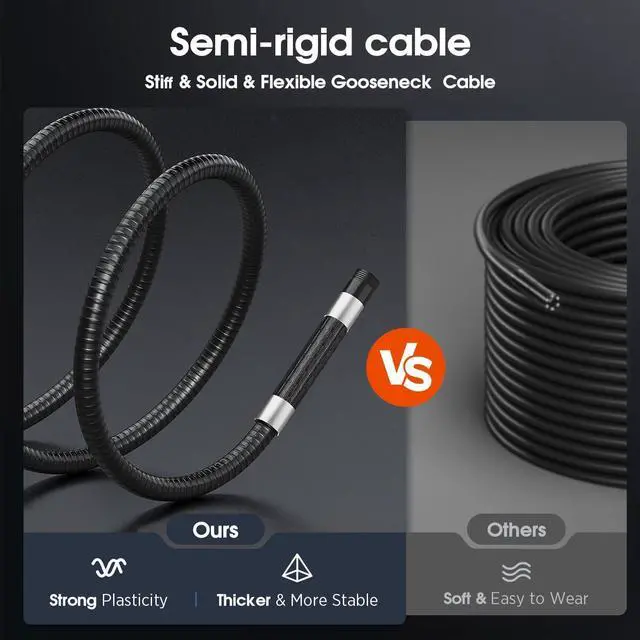 Alt view image 7 of 7 - Hijoy Articulating Borescope Camera with Light - Two-Way Endoscope with 8 Adjustable LED Lights | 5" LCD Screen | 1920P HD Inspection Cameras with 0.33in Articulated Snake Camera for Men | S30