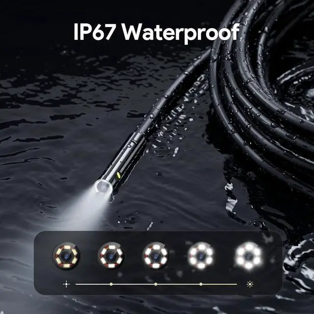 Alt view image 5 of 7 - DEPSTECH Dual Lens Borescope, HD Endoscope With Light, 4.3'' IPS Screen Inspection Camera, IP67 Waterproof Drain Pipe Snake Cable, 16.5ft Semi-Rigid for Car Wall Plumbing HVAC