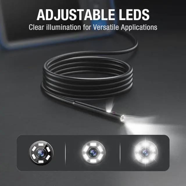 Alt view image 5 of 7 - Dual Lens Endoscope Camera with Light, Teslong 4.5" HD Snake Borescope Inspection Camera, 0.2inch Automotive Scope Camera with Flexible Cable, Industrial Fiber Optic for Engine Mechanic(5FT)