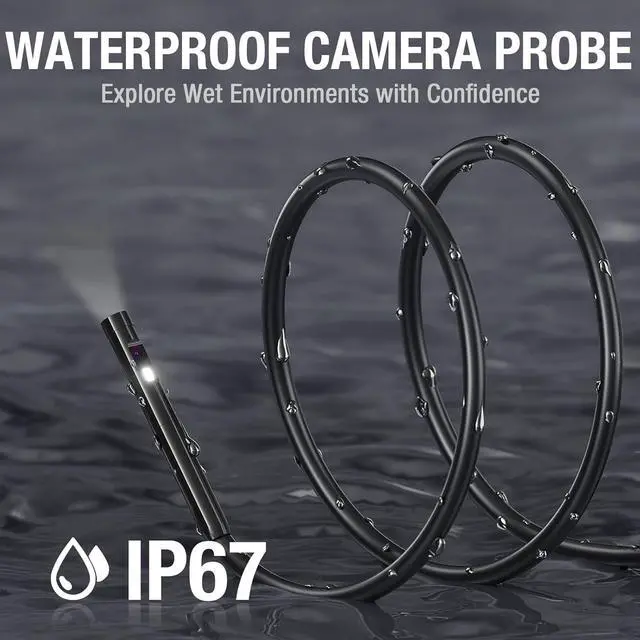 Alt view image 7 of 7 - Dual Lens Endoscope Camera with Light, Teslong 4.5" HD Snake Borescope Inspection Camera, 0.2inch Automotive Scope Camera with Flexible Cable, Industrial Fiber Optic for Engine Mechanic(5FT)