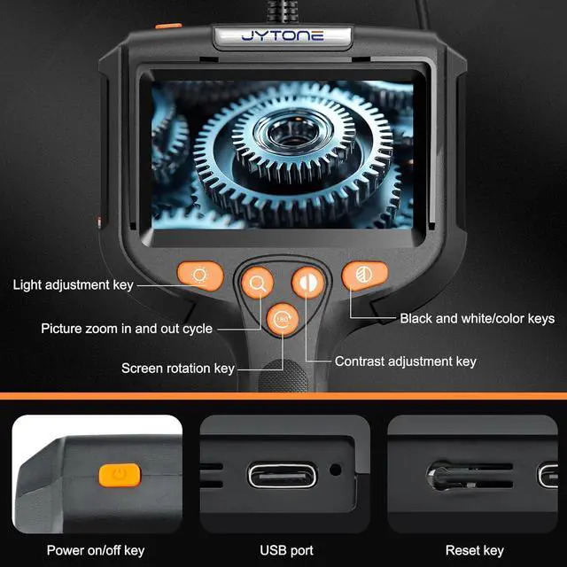 Alt view image 2 of 7 - Endoscope Camera with Light, 5.5mm Waterproof Borescope with 4.3" HD Screen, 6.6ft Semi-Rigid Cable for Automotive, Plumbing, Pipe Inspection
