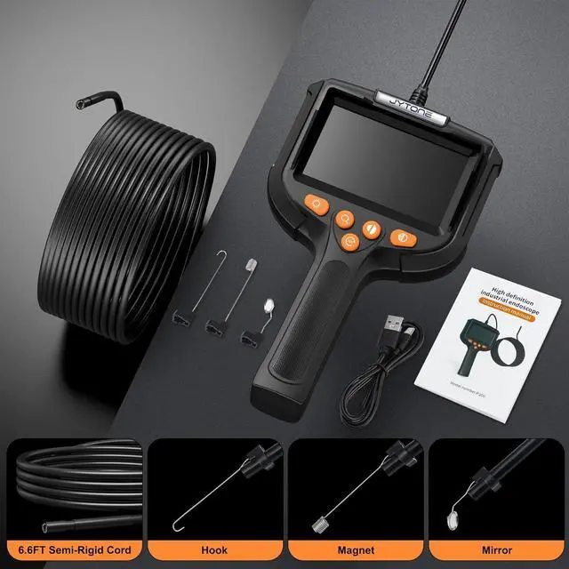 Alt view image 4 of 7 - Endoscope Camera with Light, 5.5mm Waterproof Borescope with 4.3" HD Screen, 6.6ft Semi-Rigid Cable for Automotive, Plumbing, Pipe Inspection