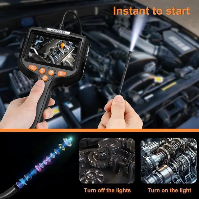 Alt view image 6 of 7 - Endoscope Camera with Light, 5.5mm Waterproof Borescope with 4.3" HD Screen, 6.6ft Semi-Rigid Cable for Automotive, Plumbing, Pipe Inspection