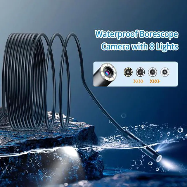 Alt view image 5 of 7 - Dual-Lens Endoscope Camera with Light, WOVTE 1920P Borescope with 8+1 Adjustable LED Lights, 16.5ft Snake Camera, IP67 Waterproof Inspection Camera for iOS/Android/PC