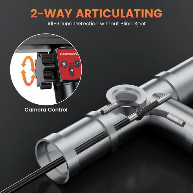 Alt view image 2 of 7 - Two-Way Articulating Borescope Camera with Light: Borescope Industrial Endoscope Camera - Flexible Waterproof Inspection Bore Scope for Plumbing Automotive Sewer