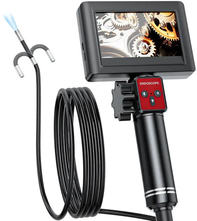 Main image of Two-Way Articulating Borescope Camera with Light: Borescope Industrial Endoscope Camera - Flexible Waterproof Inspection Bore Scope for Plumbing Automotive Sewer
