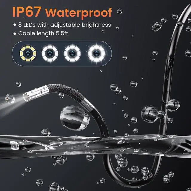Alt view image 4 of 7 - Two-Way Articulating Borescope Camera with Light: Borescope Industrial Endoscope Camera - Flexible Waterproof Inspection Bore Scope for Plumbing Automotive Sewer